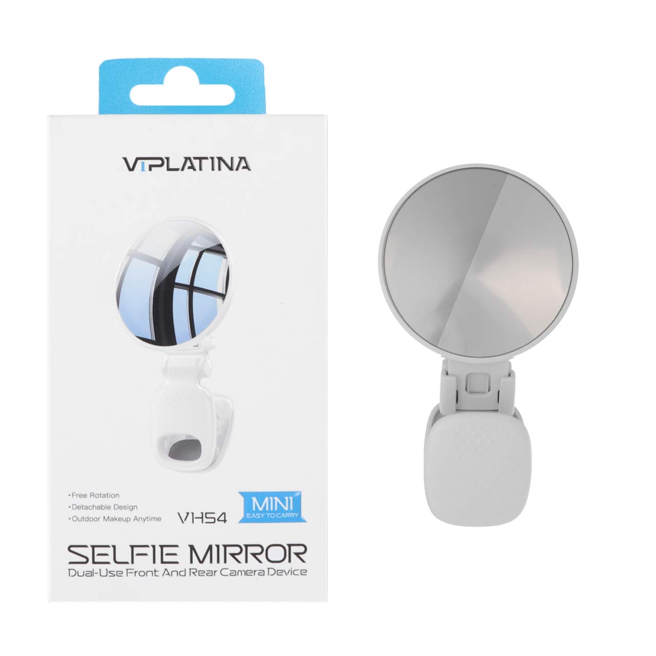آینه سلفی با گیره اتصال به موبایل و تبلت VIPLATINA مدل VH54 - سفید